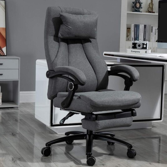 Ergonomisk grå massasjekontorstol med liggefunksjon Ergonomisk grå massasjekontorstol med liggefunksjon