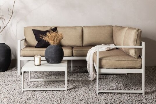 Venture Design Salvador sofagruppe Beige  med beige pute 3-seterende, 2-seterende & bord 60x60 cm Beige