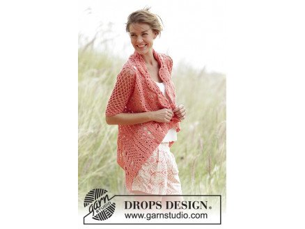 Peach Dream by DROPS Design Jakke Hekleoppskrift str S XXXL