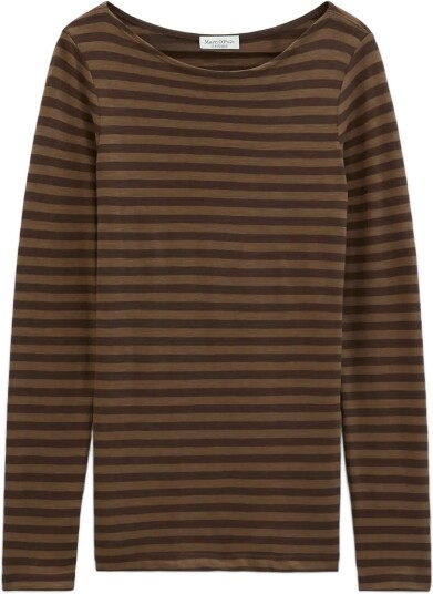 Marc O"Polo T Shirt Longsleeve Stripe   DARK BROWN_MULTI_02   XXL