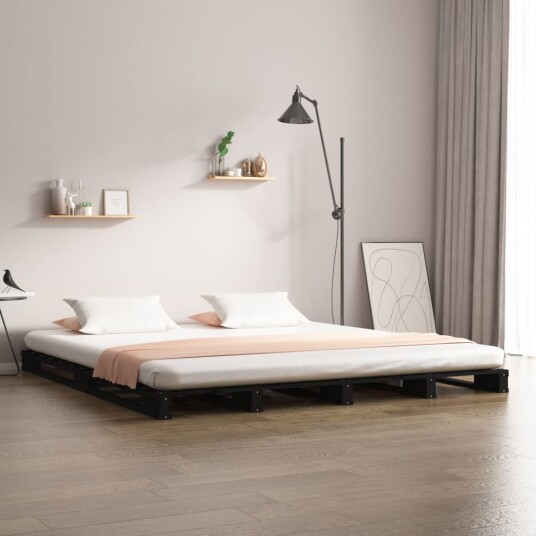 vidaXL Sengeramme svart 120x190 cm heltre furu 4FT Small Double