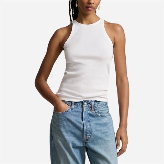 Ralph Lauren Rib Tank-Sleeveless-Tank White