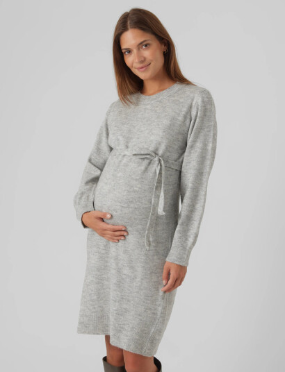 Mamalicious Mlnewanne L/S Abk Knit Dress A. Noos - Grey - XS Mamalicious Mlnewanne L/S Abk Knit Dress A. Noos - Grey - XS