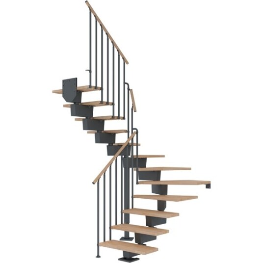 Dolle Dubai U trapp Antracit 7016 classic Iii oljeret Bøk 90 16   Loddret Høyde 289 357cm