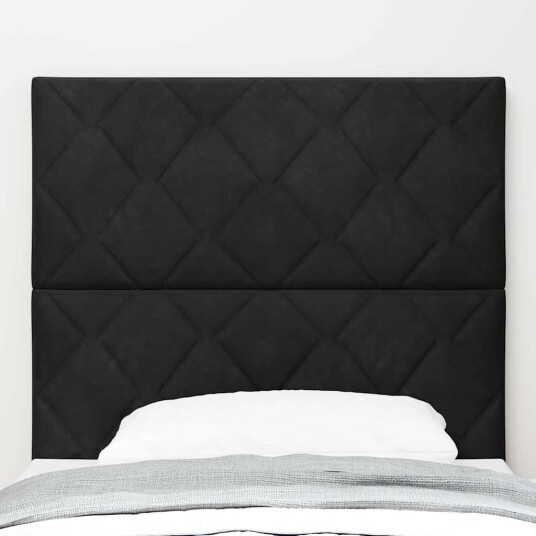 Svart fløyels sengegavl med Diamond Block Design 100 cm