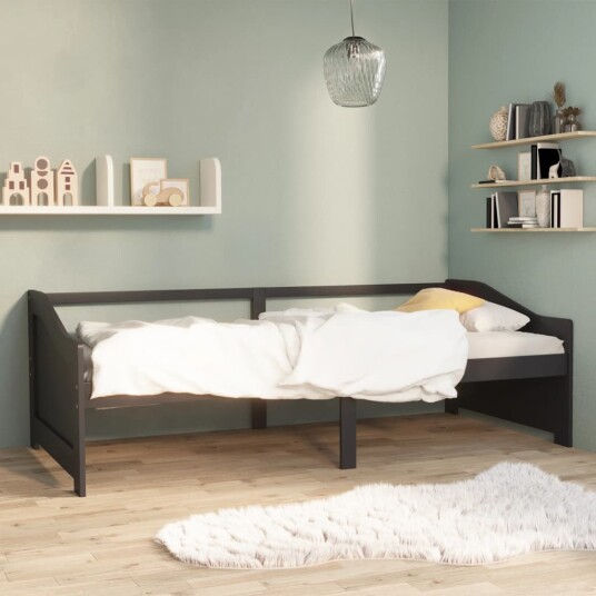 vidaXL Sengeramme 3 seter heltre furu 90x200 cm mørkegrå