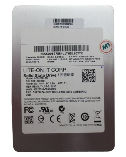 Lenovo Liteon LCS-256L9S - SSD - 256 GB - SATA 6Gb/s - FRU, CRU - Tier 2