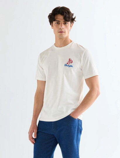Wrangler Embroidery Tee   Cream   XXL x 00