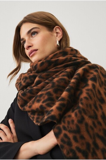 Ellos Collection Skjerf med leopardmønster Brun