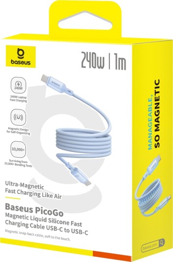 Baseus Picogo Magnetisk Ladekabel Usb-C 240W Blå Kabel Digital/Data P10376800311-00