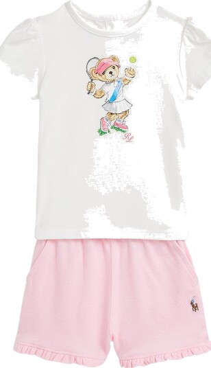 Polo Ralph Lauren T skjorte/Shorts C Classics Trophy Cream/B Polo Ralph Lauren 68 Shorts Hvit Rosa 62