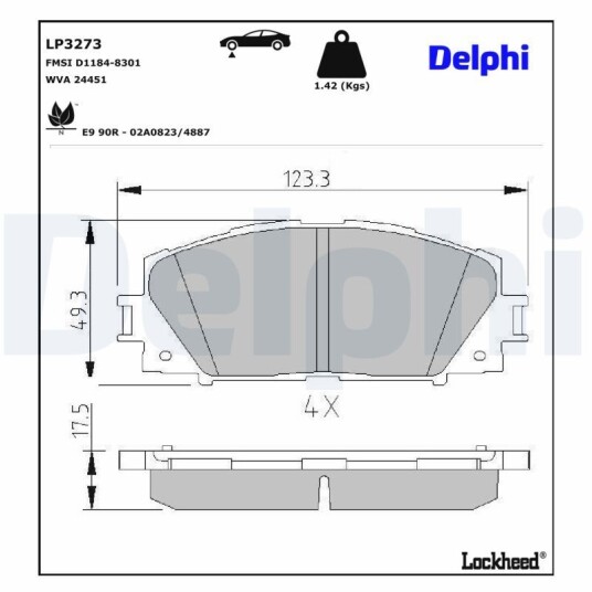 Bremseklosser DELPHI LP3273 Bremseklosser DELPHI LP3273