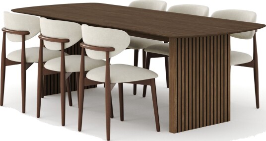 Richeto Spisegruppe 240 cm Røkt eik med 6 Molly Spisestoler - Røkt eik/Beige