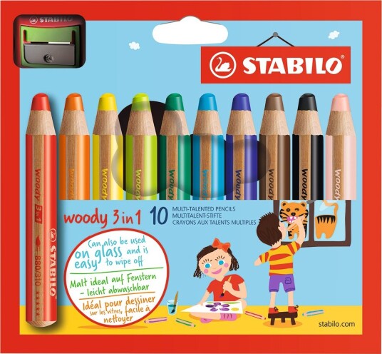 Stabilo Fargestifter Woody 3 in 1 10 stk Flerfarget