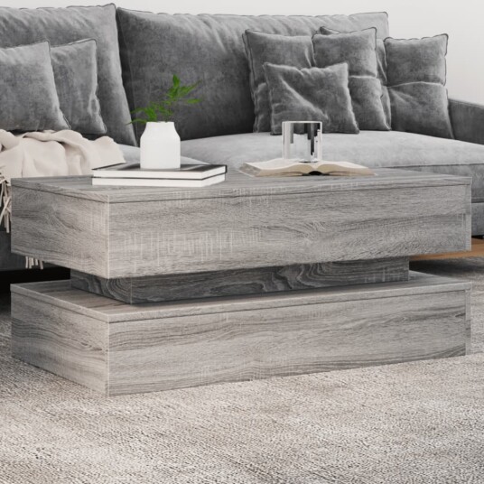 Salongbord med LED-lys grå sonoma 90x50x40 cm 8721012466357