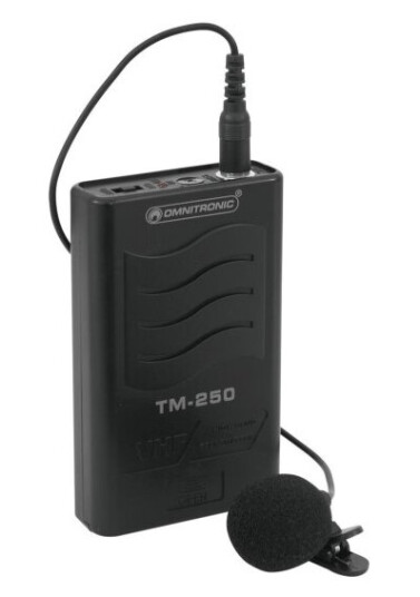 Omnitronic 13075006, Kroppspakkesender, Very High Frequency (Vhf), 8,5 Mw, Plast, 0,5%, Tm-250