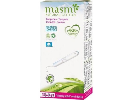 Masmi Tamponger Tamponger Med Applikator Laget Av Økologisk Bomull Light 18 Stk.