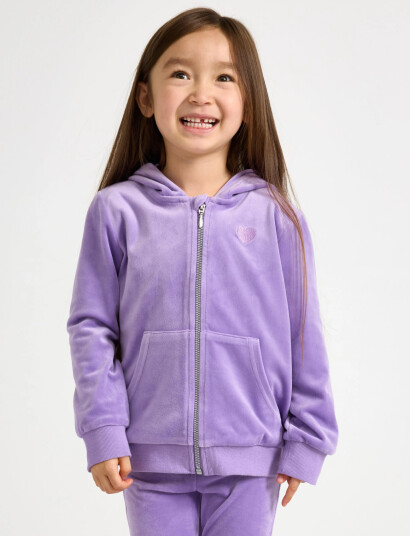 Lindex Hoodjacket Velour Solid Purple 122/128