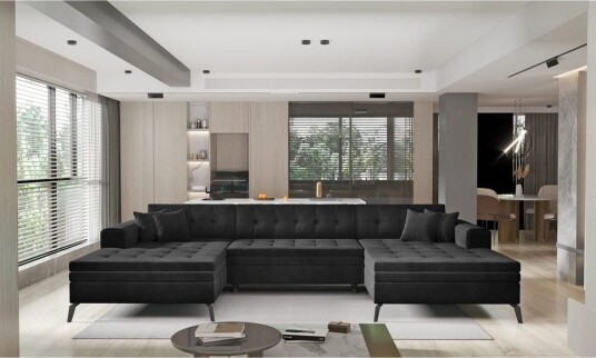 Hjørnesofa Eltap Vertizo 350x170x93 cm Lukso 10 Svart Symmetrisk