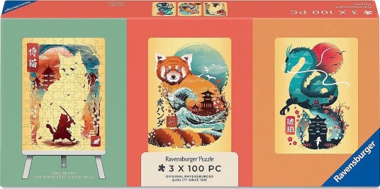 Ravensburger Ukiyo-E Cat Warrior Red Panda & Drag 3X100P Multi/patterned ONE SIZE Ravensburger Ukiyo-E Cat Warrior Red Panda & Drag 3X100P Multi/patterned ONE SIZE