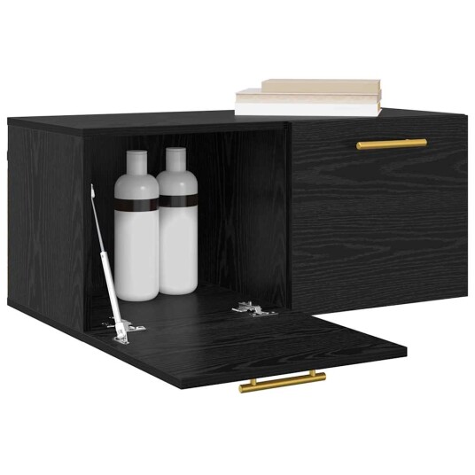 Veggskap Veggmontert Svart eik 80 x 36.5 x 35 cm Konstruert tre Veggskap Veggmontert Svart eik 80 x 36.5 x 35 cm Konstruert tre