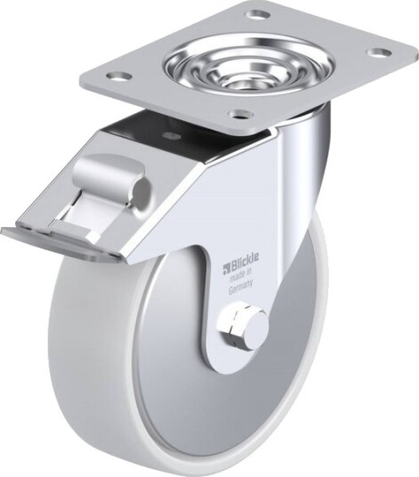 Blickle 743953 Le-Po 160R-Fi-Fa Styrehjul Med Bremse, Hjuldiameter 160 Mm, Bæreevne Maks. 300 Kg (1 Stk.)