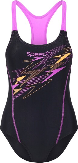 Speedo Medley Logo Medalist Swimsuit   ANTHRACITE/NEON JELLY   152