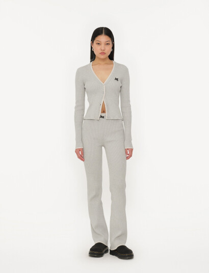 ROTATE Birger Christensen Fine Rib Flared Pants - Blue - S