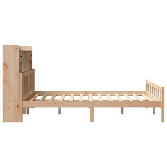 Seng med bokhylle uten madrass 160x200 cm heltre furu 8721158609632