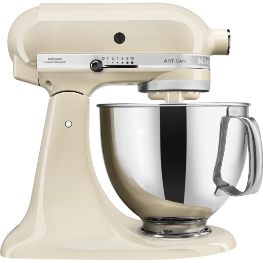 KitchenAid Artisan Kjøkkenmaskin 4,8L 300W med Eltekrok, Flatmikser og Visp Almond Cream KitchenAid Artisan Kjøkkenmaskin 4,8L 300W med Eltekrok, Flatmikser og Visp Almond Cream