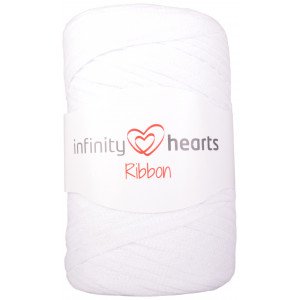  Infinity Hearts Ribbon Stoffgarn 01 Hvit