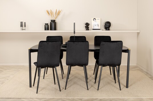 Venture Home Spisegruppe Trym 190 cm inkl. 6 Donmon Stoler Svart