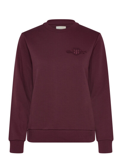 GANT Reg Tonal Shield C-Neck Sweat - Burgundy - S