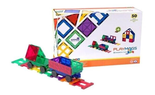 Playmags Magnetic tiles 3D Train 153 50 pcs set