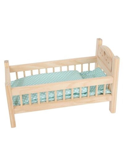 Small Foot Wooden Doll Bed Natural with Bedding. 4ldg.