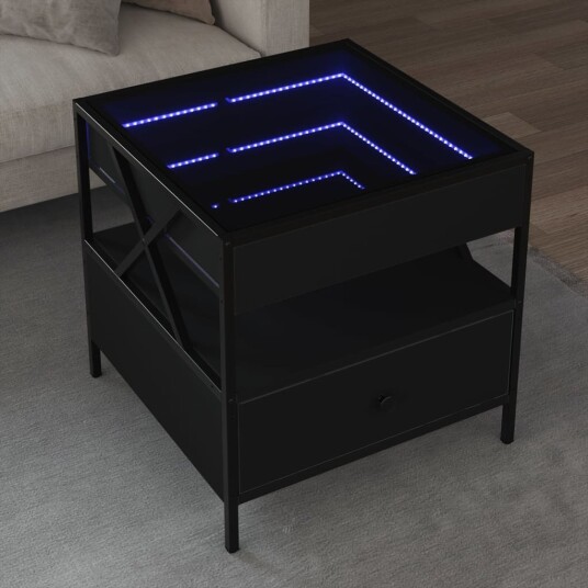 Salongbord med Infinity LED svart 50x50x51 cm 847712 Salongbord med Infinity LED svart 50x50x51 cm 847712