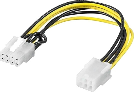 Pro Adapter for PC Grafikkort PCI-E 6-pin til 8-pin Strømkabel Gul og Svart Pro Adapter for PC Grafikkort PCI-E 6-pin til 8-pin Strømkabel Gul og Svart