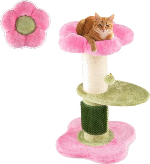 Northix Kloetre Med Plysjsete Sisalstolpe 69 cm Rosa