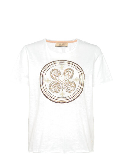 MOS MOSH Mmzano O-Ss Embroidery Tee - White - S