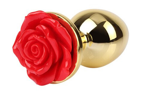 Showy Rose Anal Plug Medium Gold/Red