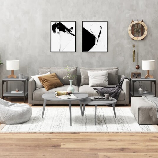 vidaXL Sidebord 2 stk grå sonoma 40x40x40 cm konstruert tre