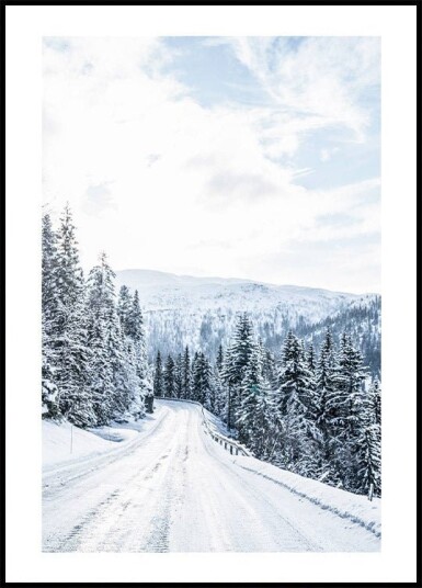 Winter Norway Road Plakat Plakat / 40x50cm Winter Norway Road Plakat Plakat / 40x50cm