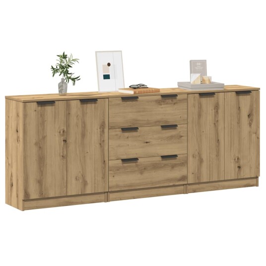Skjenker 3 stk brun eik 60x30x70 cm konstruert tre 8721158761200