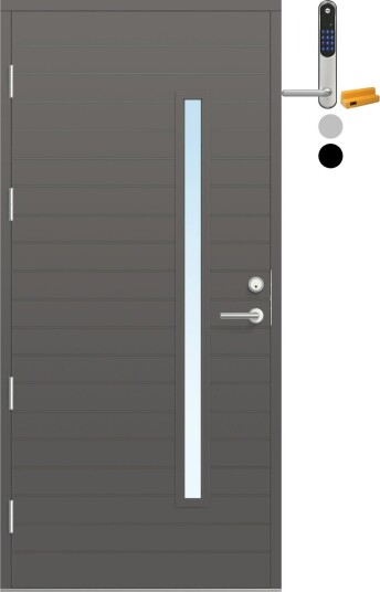 Ytterdør Bygg1 Fjell 07 Klarglass med Yale Entrus BxH: 90x190 cm, Venstre, NCS S-6500-N, Grå, Yale Sølv