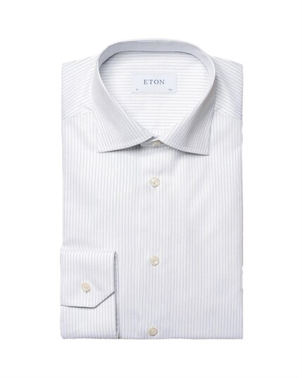 Eton Light Blue Striped Signature Twill Shirt Skjorte Stripet  male 41