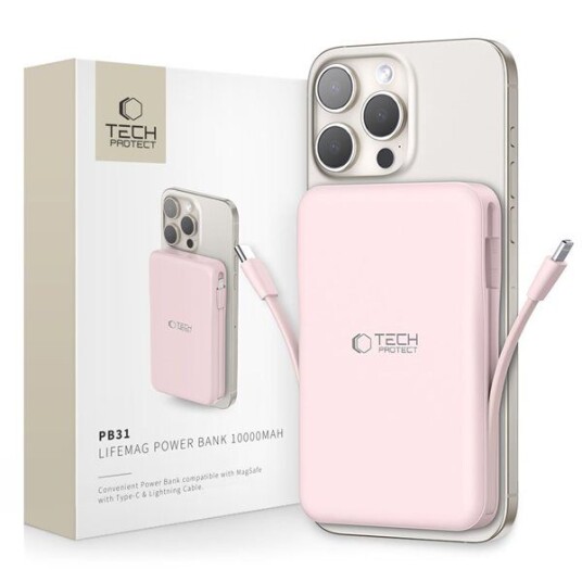 Tech Protect PB31 LifeMag MagSafe 10000 mAh Rosa Tech Protect PB31 LifeMag MagSafe 10000 mAh Rosa