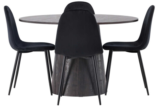 Venture Design Lanzo & Polar spisegruppe Svart/svart 4 stoler & bord 120 cm