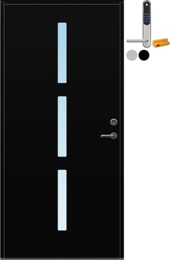 Ytterdør Bygg1 Forus 02 Klarglass med Yale Doorman Classic Home