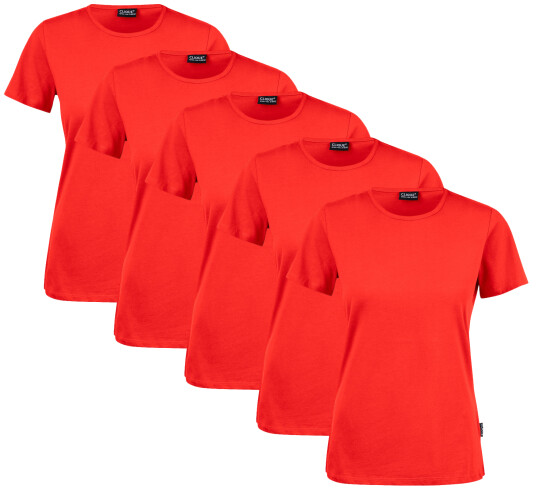 Clique T-Shirt Dam 5-Pack Röd Clique T-Shirt Dam 5-Pack Röd