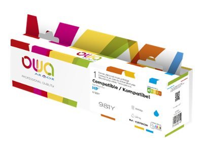 Owa - 247 Ml - Cyan - Kompatibel - Boks - Gjenfabrikert - Blekkpatron (Alternativ For: Hp 981Y) - For Hp Pagewide Enterprise Color 556 Mfp 586  Pagewide Enterprise Color Flow Mfp 586